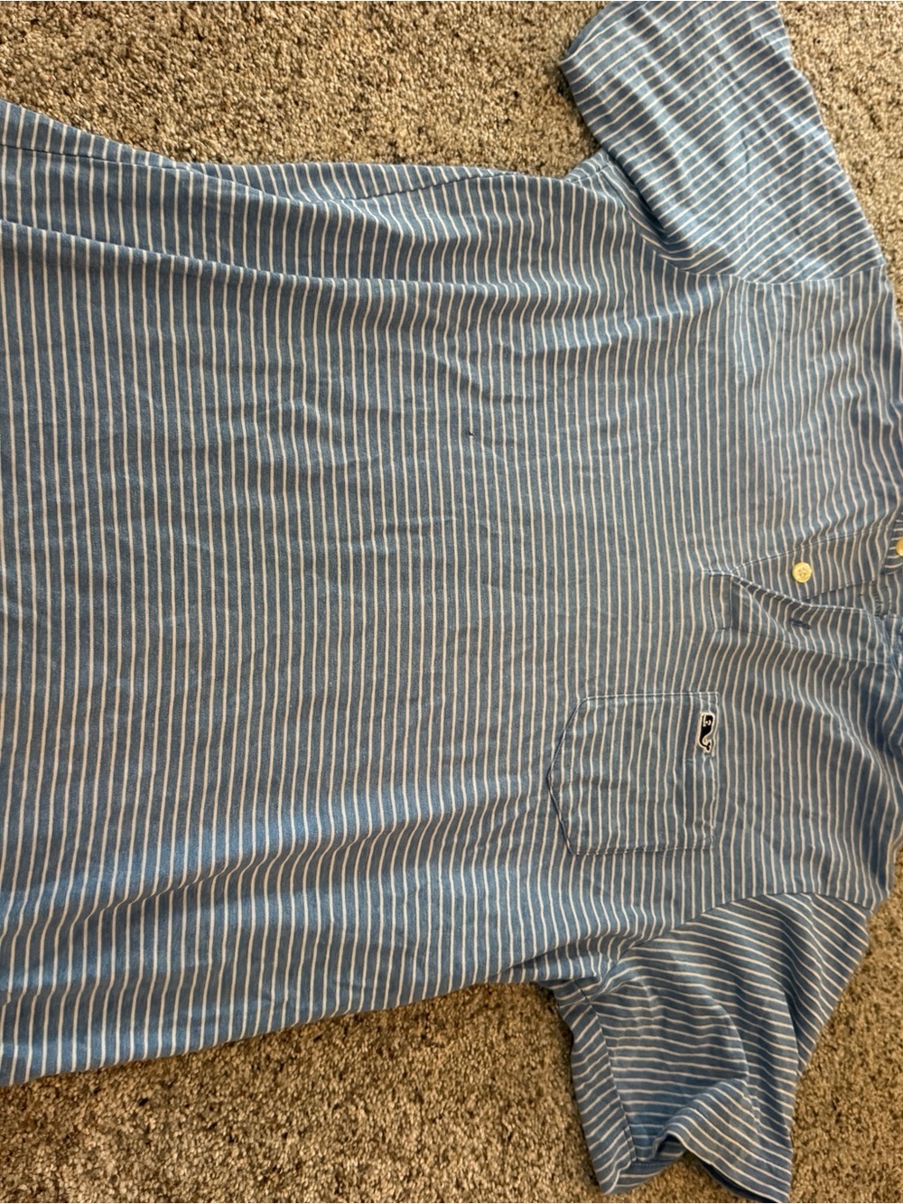 Vineyard Vines Light Blue and White Striped Short-Sleeve Polo